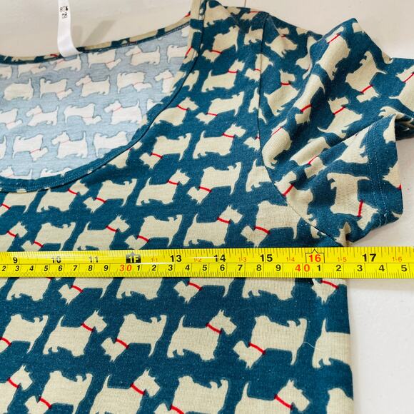 LULAROE Scottie Dog Short Sleeve Scoop Neck Hi-Lo Hem Knit Stretch Top XXS - Picture 8 of 11